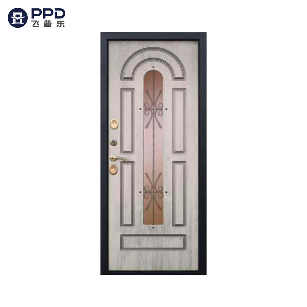 China Factory Modern Luxury Exterior Russian Steel Door Entry Front Metal Security Steel Wood Armored Door for Home